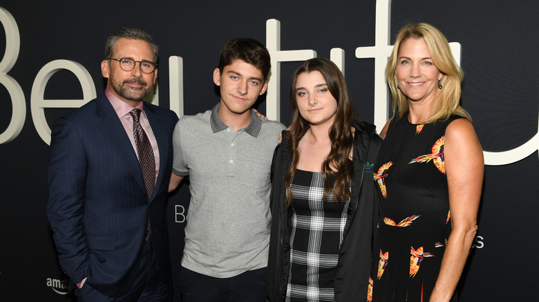 Steve Carell attends an event with his wife and kids