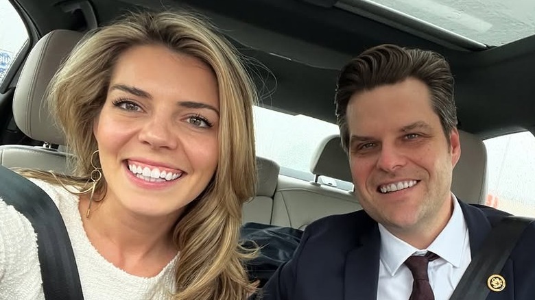 Ginger Gaetz and Matt Gaetz taking selfie in a car