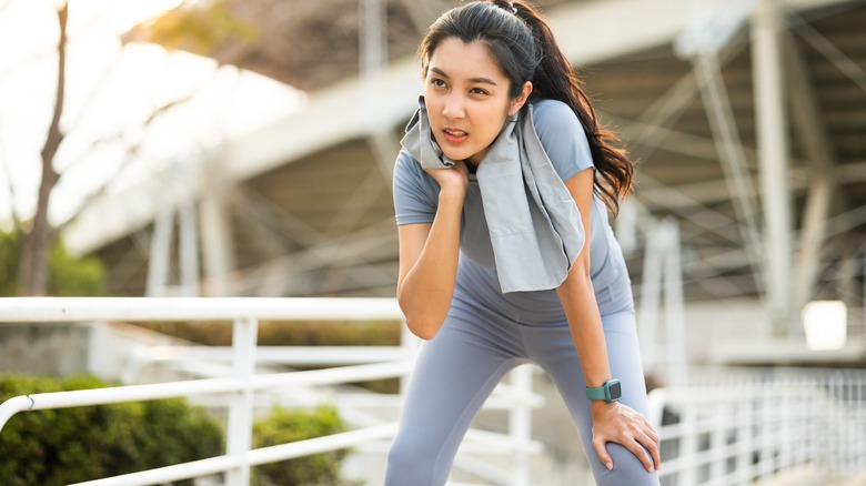 Woman resting after a workout