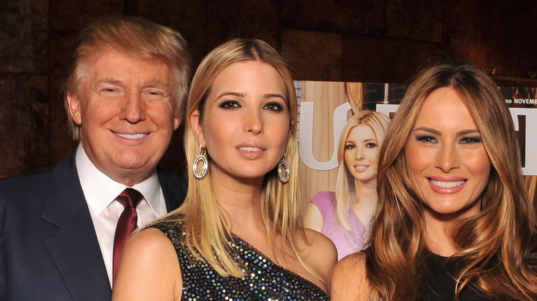 Donald Trump, Ivanka Trump, and Melania Trump smile for the camera