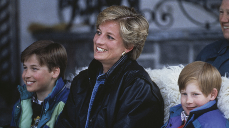 Prince William, Princess Diana, and Prince Harry in Austria, 1993