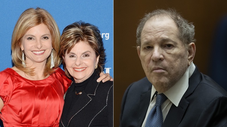 split image of Lisa Bloom & Gloria Allred and Harvey Weinstein