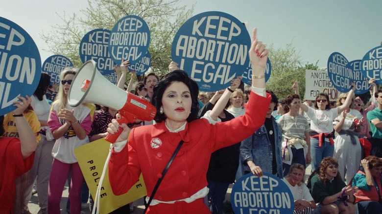 A young Gloria Allred at an Abortion rights protest