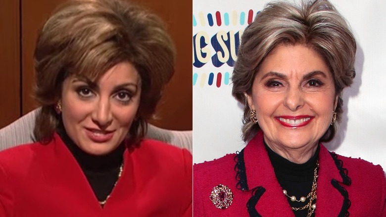 Split image of Nasim Pedrad as Gloria on SNL, and Gloria herself