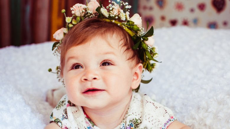 baby girl with flower crown