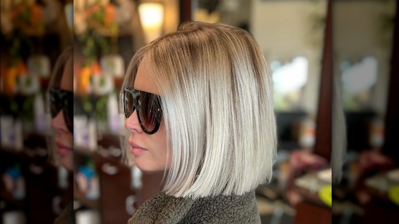 person with blonde bob