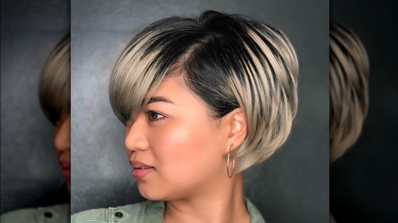 person with bob and side bangs