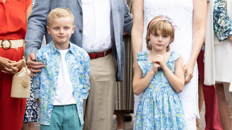 Prince Jacques and Princess Gabriella posing for camera