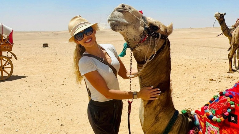 Gracie Hunt with a camel in Egypt