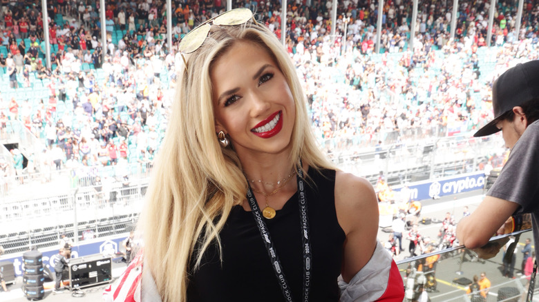 Gracie Hunt smiling at football game