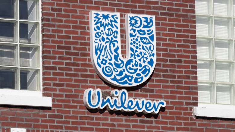 brick wall with Unilever logo