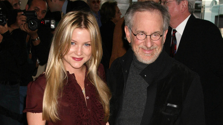 Jessica Capshaw on red carpet with Steven Spielberg