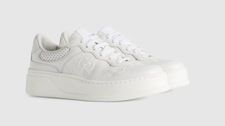 GG embossed all-white sneakers