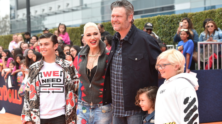 Gwen Stefani and Blake Shelton with her sons