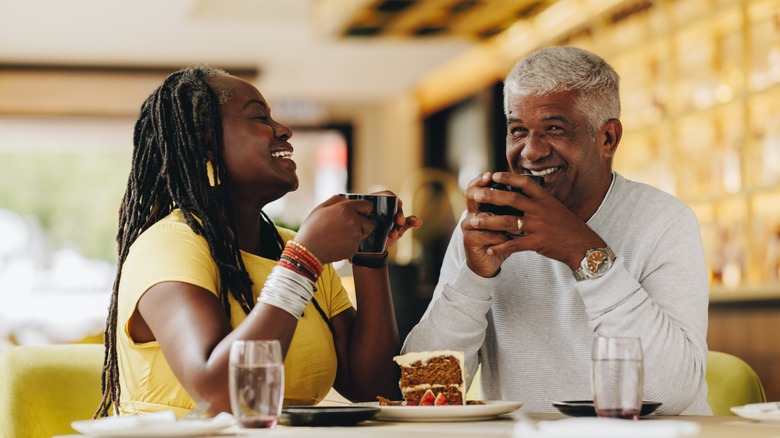 Couple eats together