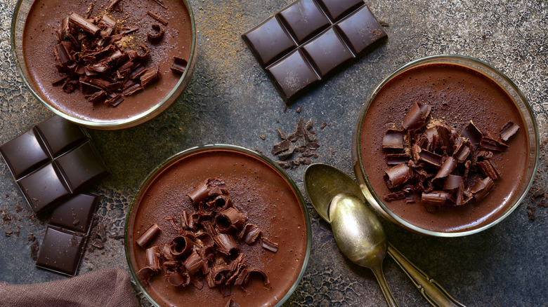 dark chocolate bars and mousse