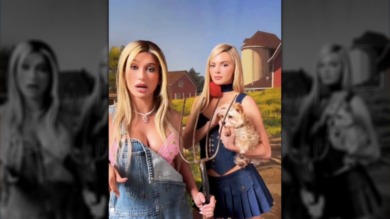 Kendall Jenner and Hailey Bieber dress as characters from "The Simple Life"