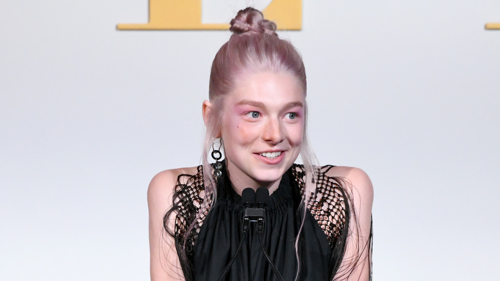 Hunter Schafer speaking at an event