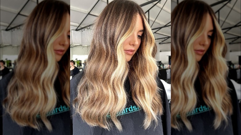 Balayage smudged money pieces