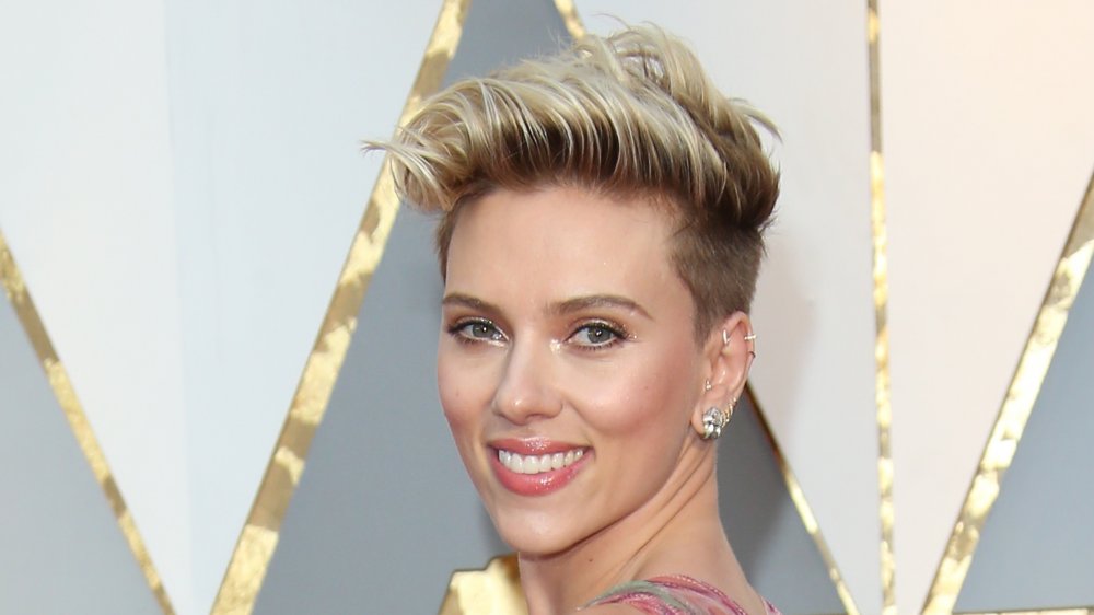 Scarlett Johansson with a pompadour hairstyle