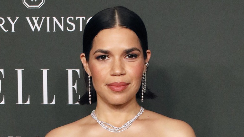 America Ferrera with hair parted at the center