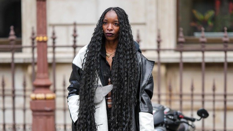 Woman with long hair in London