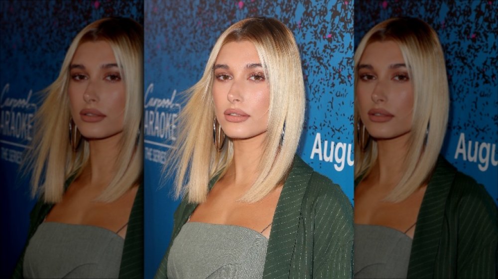 middle-part haircut for 2020, as seen on Hailey Baldwin