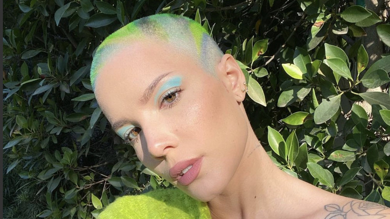 Halsey with buzz cut