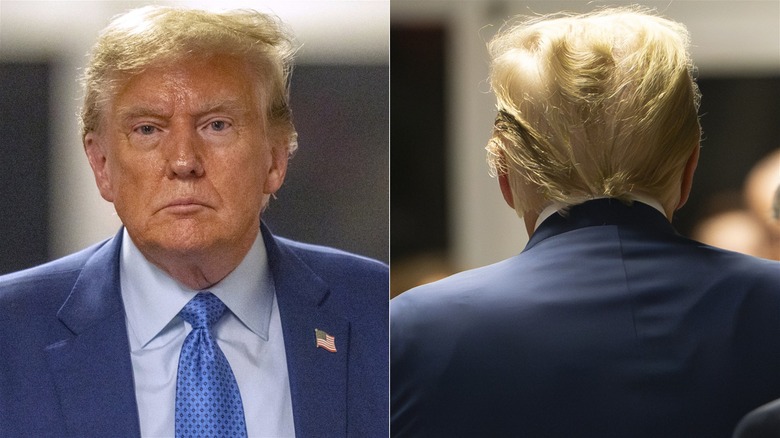 The front and back of Donald Trump's styled mane