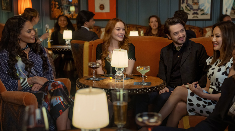 Ayesha Curry, Lindsay Lohan, Alexander Vlahos, and Elizabeth Tan in Irish Wish