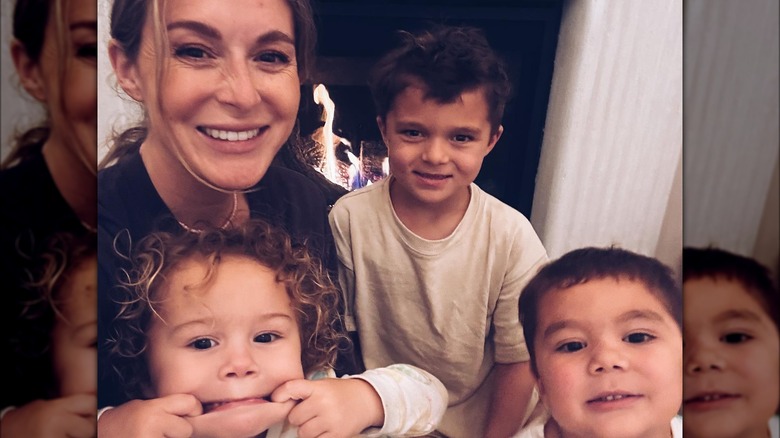 Alexa PenaVega poses with three sons Rio, Ocean, and Kingston