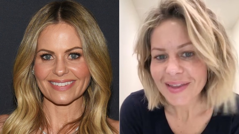 Split image of Candace Cameron Bure at an event in and in a selfie