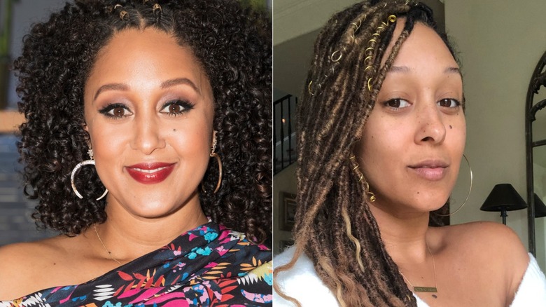 Split image of Tamera Mowry-Housley at an event and in a selfie