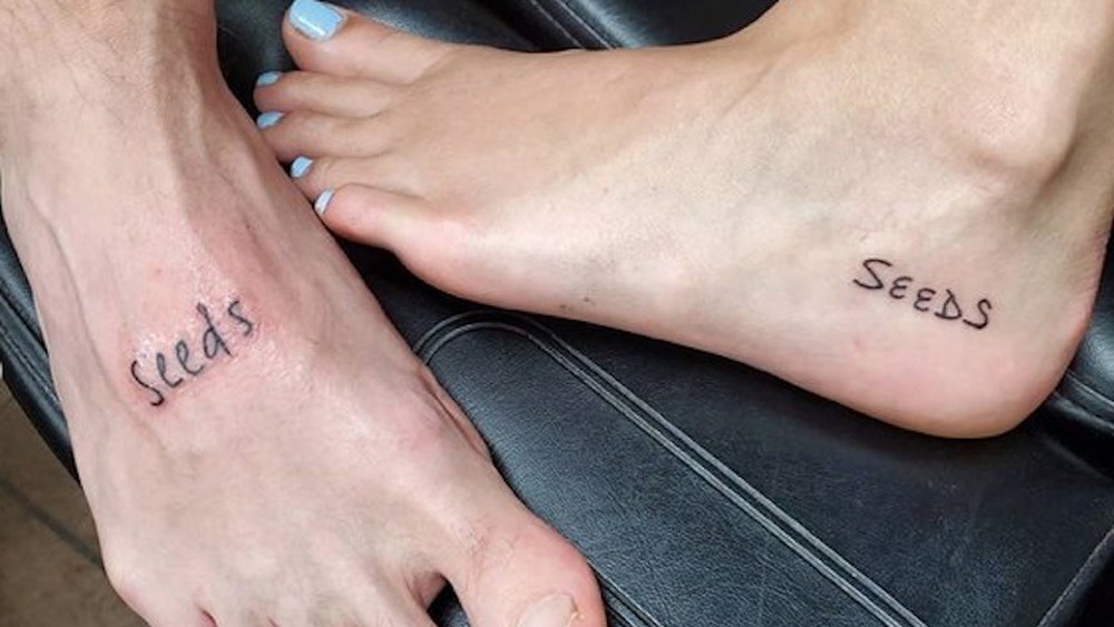 Halsey and boyfriend's foot tattoos