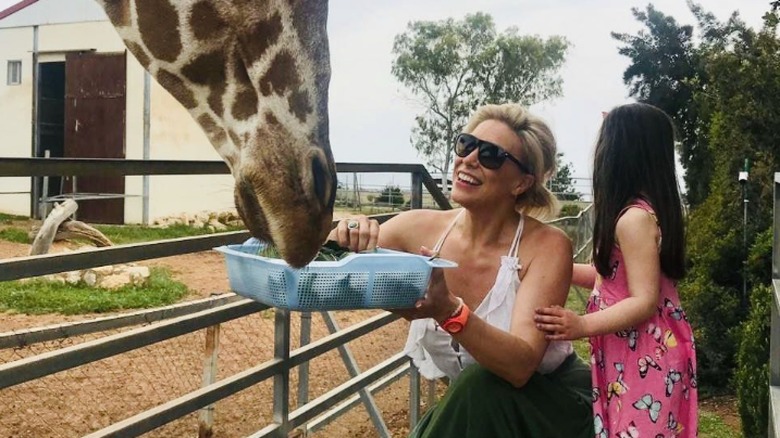 Hannah Waddingham and her daughter at the zoo