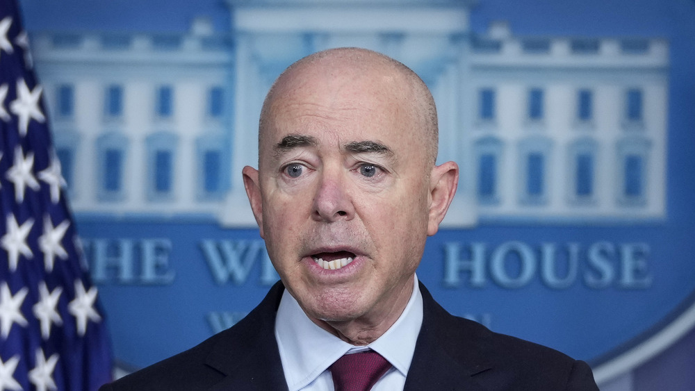 Department of Homeland Security Alejandro Mayorkas speaks from the White House Press Room