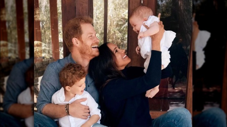 Archie, Prince Harry, Meghan Markle, and Lilibet 