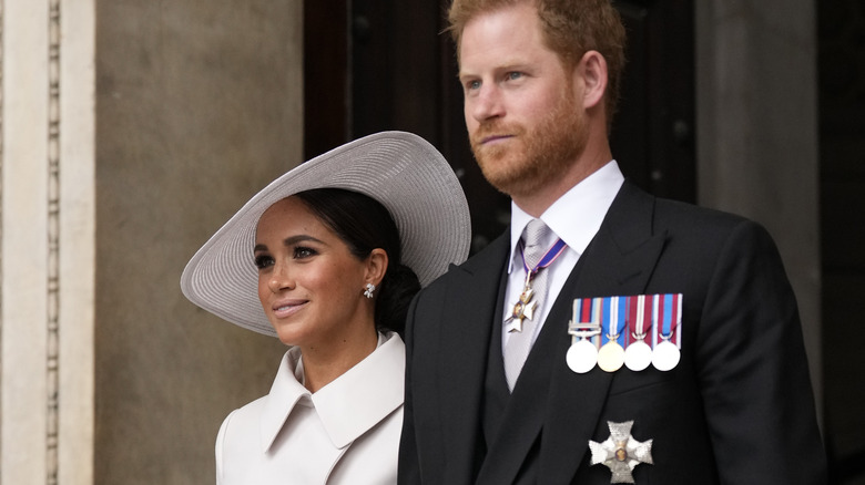 Prince Harry and Meghan Markle attend the queen's Platinum Jubilee