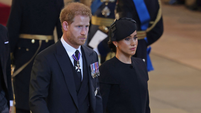 Prince Harry and Meghan Markle at Queen Elizabeth's funeral