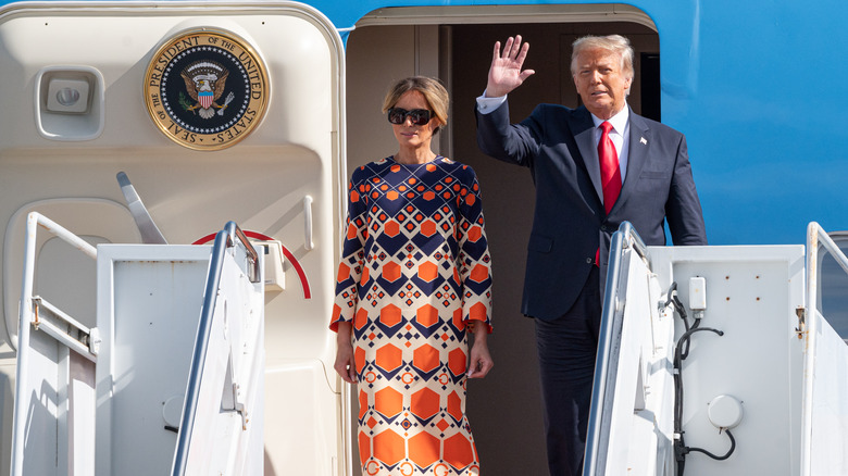 Donald Trump and Melania Trump on Air Force One