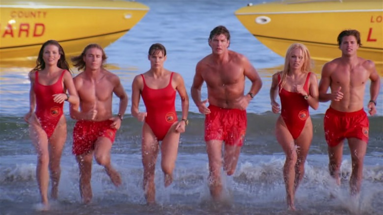 Baywatch cast running in water 