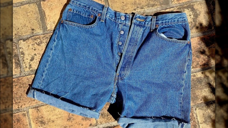 Jean shorts laid out