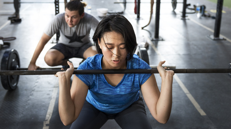 Woman strength training