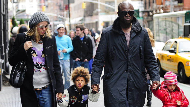 Heidi Klum and Seal walk with two of their children, Henry Samuel and Leni Klum