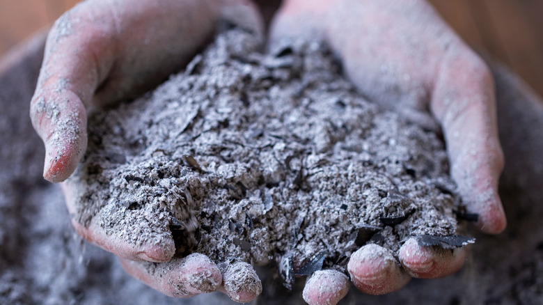 Hands holding dirt