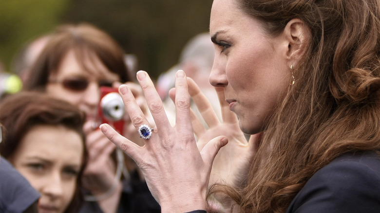 Kate Middleton talking to crowd