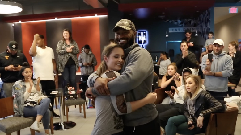 Samaje Perine proposing to Meg Hane