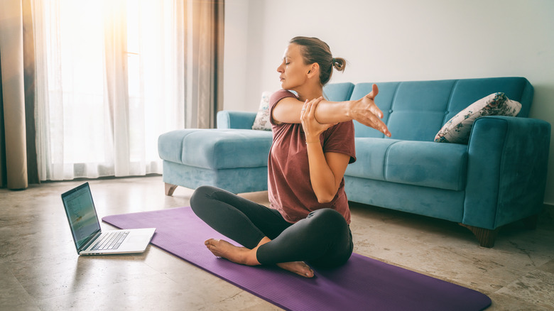 Woman stretching