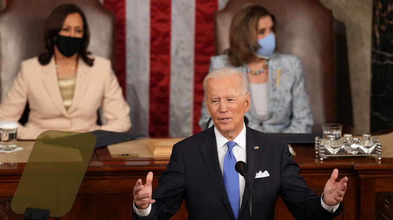 President Joe Biden speaking to Congress