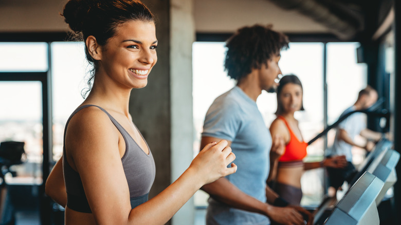 Woman running on treadmill